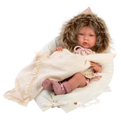 Llorens® Crying Baby Doll Mimi with Cushion and Blanket 42cm - Image 3
