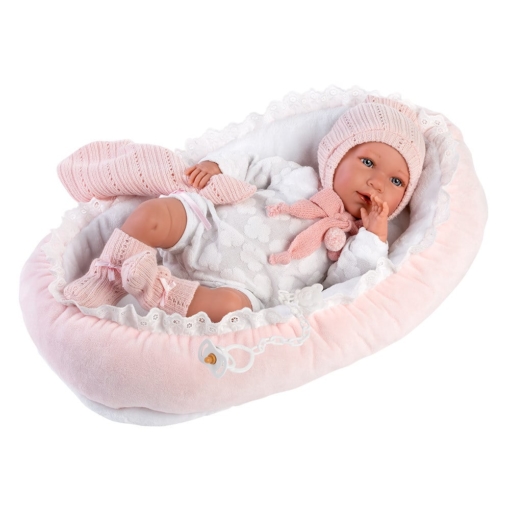 Llorens Crying Baby Doll Mimi with Soft Crib 42cm