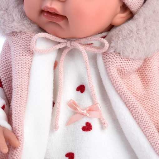 Llorens Crying Baby Doll Tina with Pink Hooded Vest 44cm