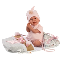 Llorens Laughing Baby Doll Mimi with Sleeping Bag 42cm