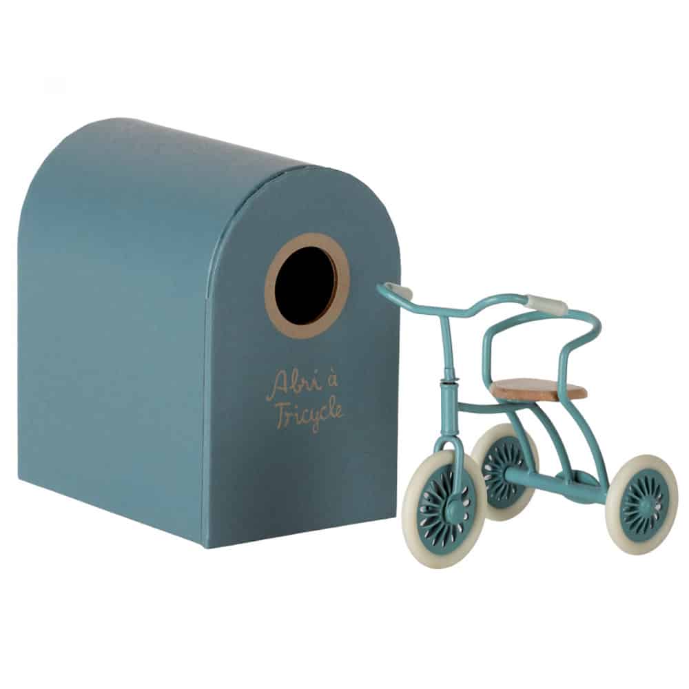 Maileg Abri Tricycle for Mouse Petrol Blue