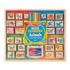 Melissa and Doug Deluxe Wooden Stamp Set - Animals