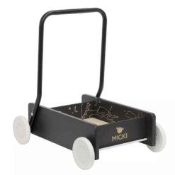 Micki Premium Wooden Baby Walker Black
