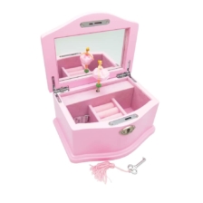 Pink Poppy Ballerina Wooden Musical Jewellery Box with Key