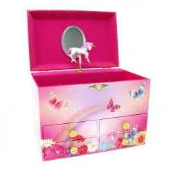 Pink Poppy Unicorn Butterfly Musical Jewellery Box