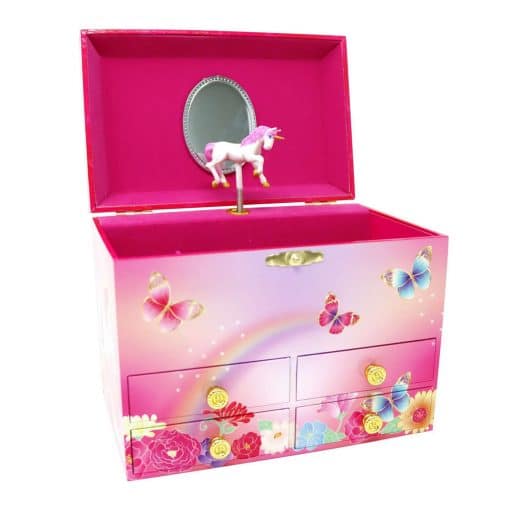 Pink Poppy Unicorn Butterfly Musical Jewellery Box