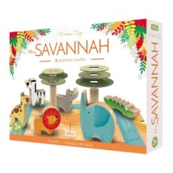 Sassi Games - Puzzle , Book and Wooden Savannah Animals