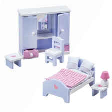 Tidlo Wooden Dolls House Bedroom Furniture