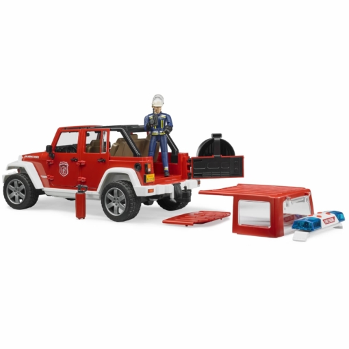 Bruder Jeep Wrangler Rubicon Fire Department Vehicle & Fireman 02528 - Image 2