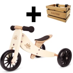 Kindderfeets Tiny Tot Balance bike Cream with crate