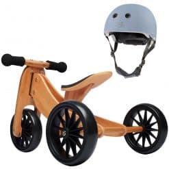 kinderfeets bamboo trike and slate helmet