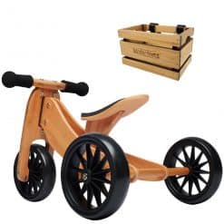 kinderfeets trike bamboo with crate