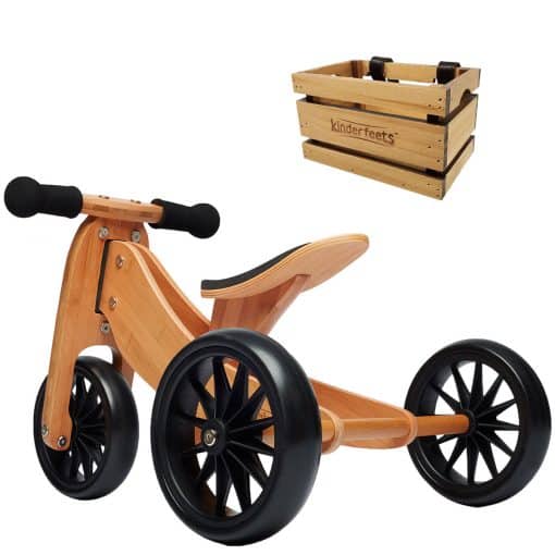 kinderfeets trike bamboo with crate