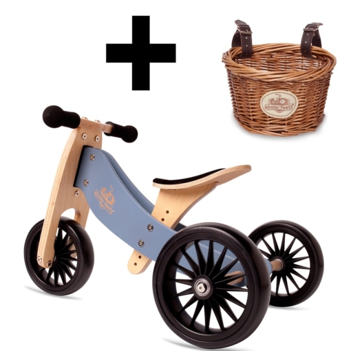 Kinderfeets Tiny Tot PLUS 2 in 1 Trike Slate Blue with Basket